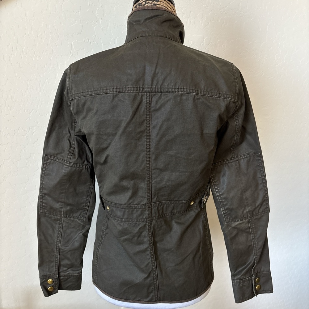 J Crew Downtown Waxed Cotton Field Military Jacket sz XS Petite Women Green - Picture 3 of 8